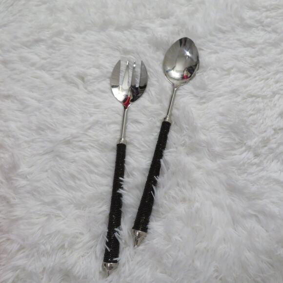 Pottery Barn Bronze Seed Bead Long Servers Set of Long Salad Servers - Picture 2 of 6